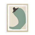Plakat w ramie 50x70 - Granice Akwareli - abstrakcyjny minimalistyczny obraz, zielona papryczka - rama drewno