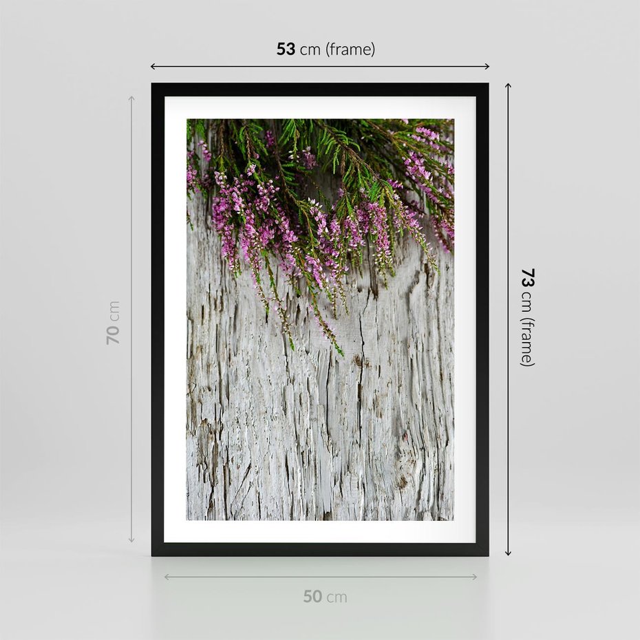 Plakat w ramie 50x70 - Fioletowe Wrzosy - wrzosy, fiolet - rama czarna