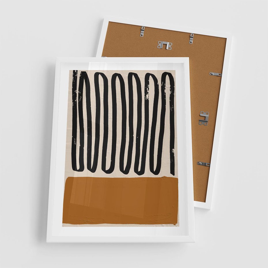 Plakat w ramie 50x70 - Boho Impulsy Kreatywności - abstrakcyjny plakat, brąz - rama biała