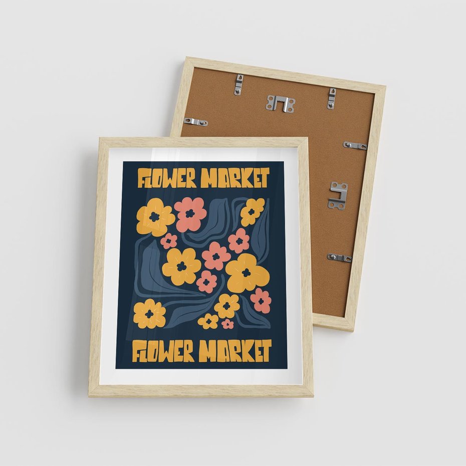 Plakat w ramie 40x50 - Impulsy Rozkwitu - plakat, granatowe tło - rama drewno