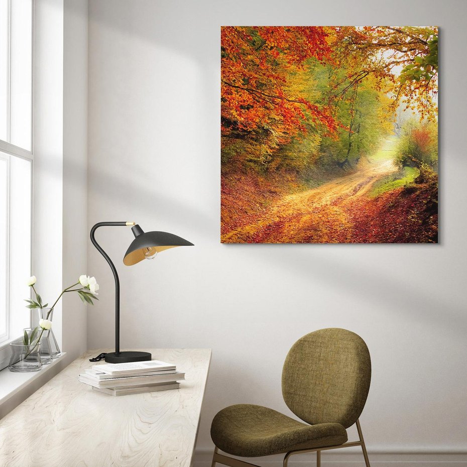 Obraz na płótnie 60x60 - Jesienny urok magia lasu - las, jesień