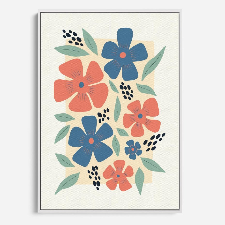 Obraz w ramie 80x120 - Kolorowe liście tęsknot - minimalistyczny plakat, grafika - rama biała