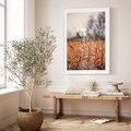 Plakat w ramie 40x50 - Jesienna Melancholia - suche trawy, jesień - rama biała