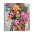 Obraz na płótnie 50x50 - Z Głową w Kwiatach - obraz olejny, sztuka nowoczesna