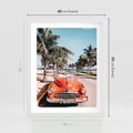 Plakat w ramie 40x50 - Retro Przejażdżka - pomarańczowy retro samochód, kabriolet - rama biała