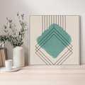 Obraz w ramie 80x80 - Impresje Przestrzeni - akwarelowa plama, geometryczne szkicowane kształty - rama biała