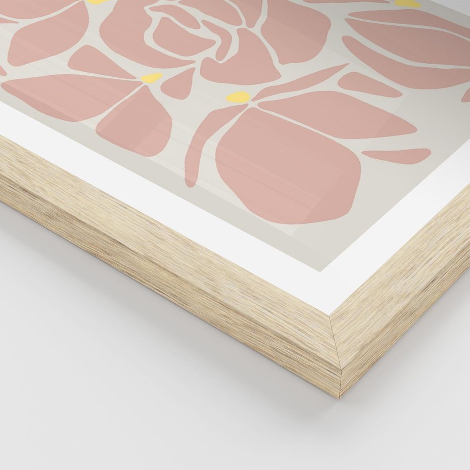 Plakat w ramie 50x70 - Rozplątane Akwarelowe Formy - abstrakcyjne boho kwiaty, kompozycja - rama drewno