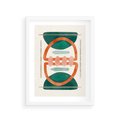 Plakat w ramie 30x40 - Oryginalny obraz abstrakcyjny w nowoczesnym stylu. Geometryczne akwarelowe kształty w intensywnych odcieniach zieleni i pomarańczu. Doskonała dekoracja dla miłośników sztuki. - abstrakcyjny obraz, sztuka nowoczesna - rama biała