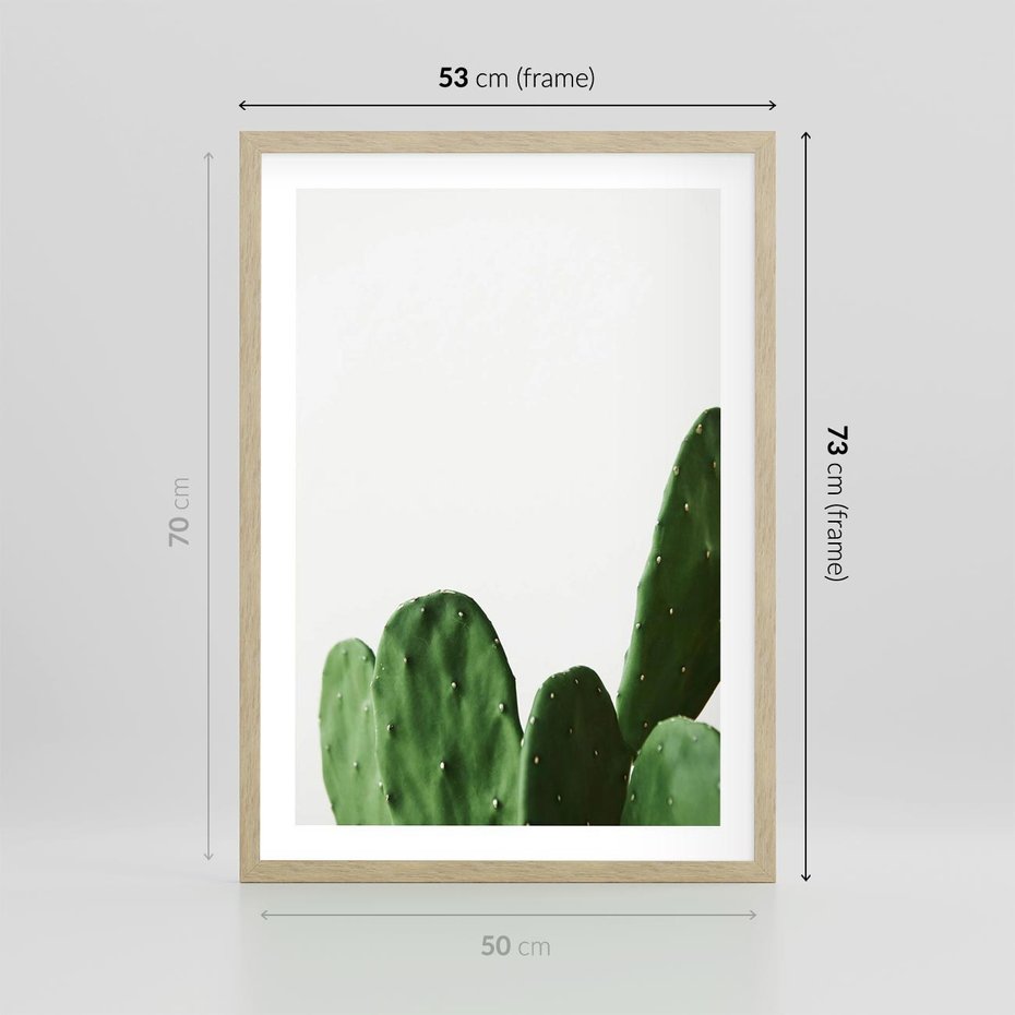 Plakat w ramie 50x70 - Minimalizm Natury - kaktus, zbliżenie - rama drewno