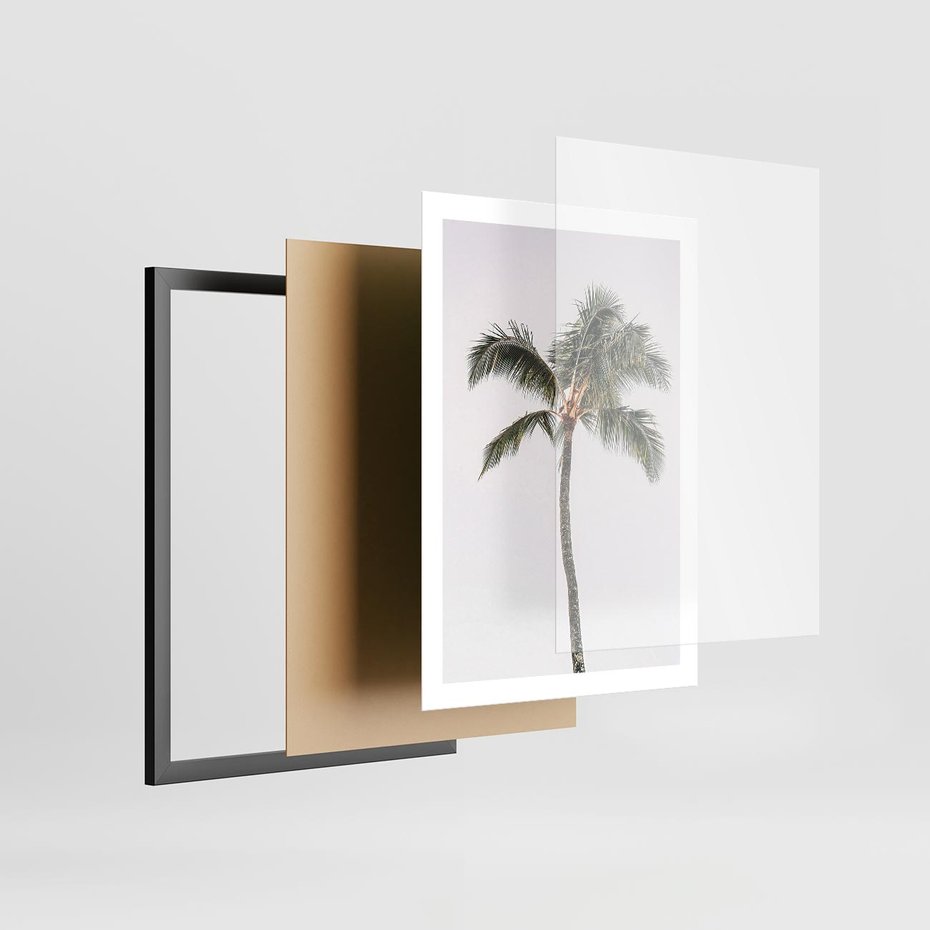 Plakat w ramie 50x70 - Wakacyjne Marzenia - palma na tle nieba - rama czarna