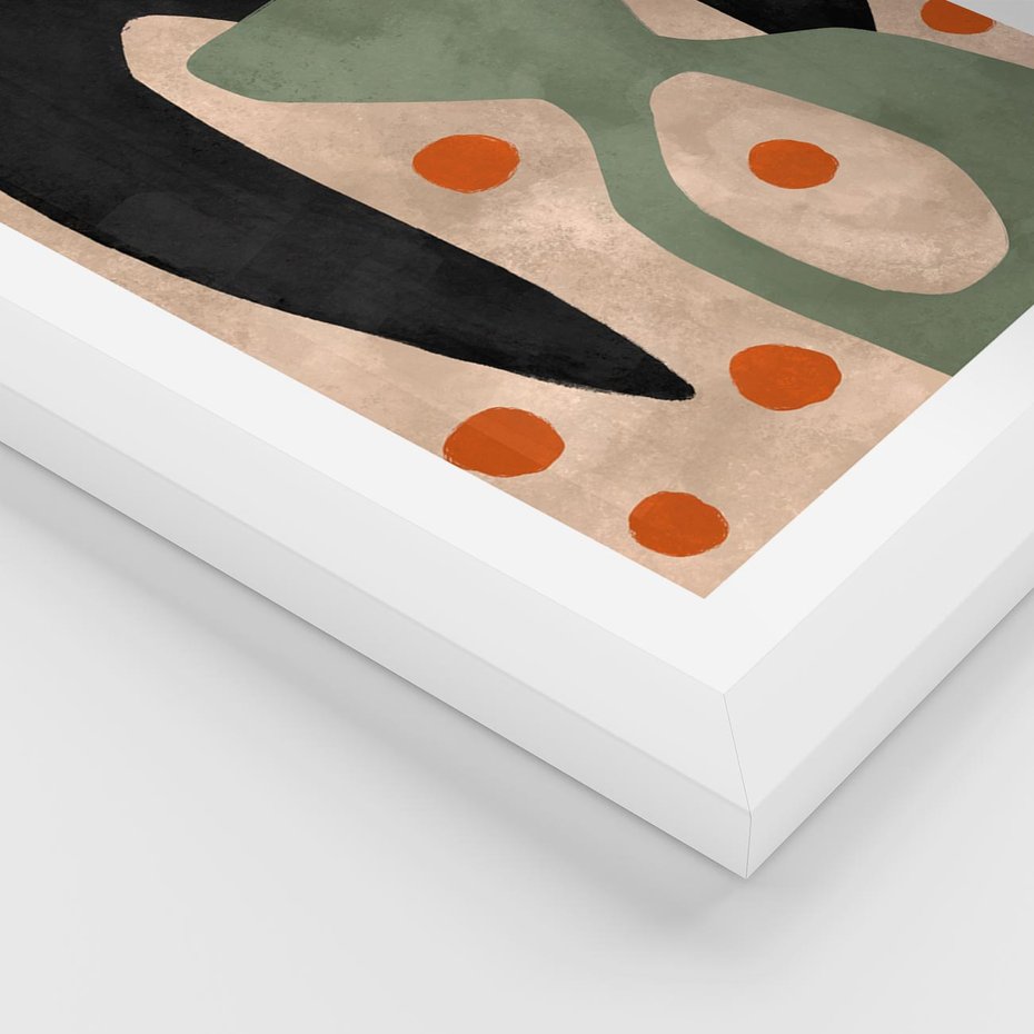 Plakat w ramie 30x40 - Impresje Boho - abstrakcyjny obraz, plakat - rama biała