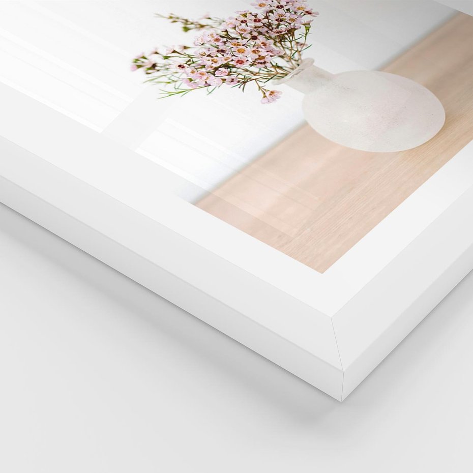 Plakat w ramie 40x50 - Kwiaty w Minimalistycznym Wazonie - kwiaty, wazon - rama biała