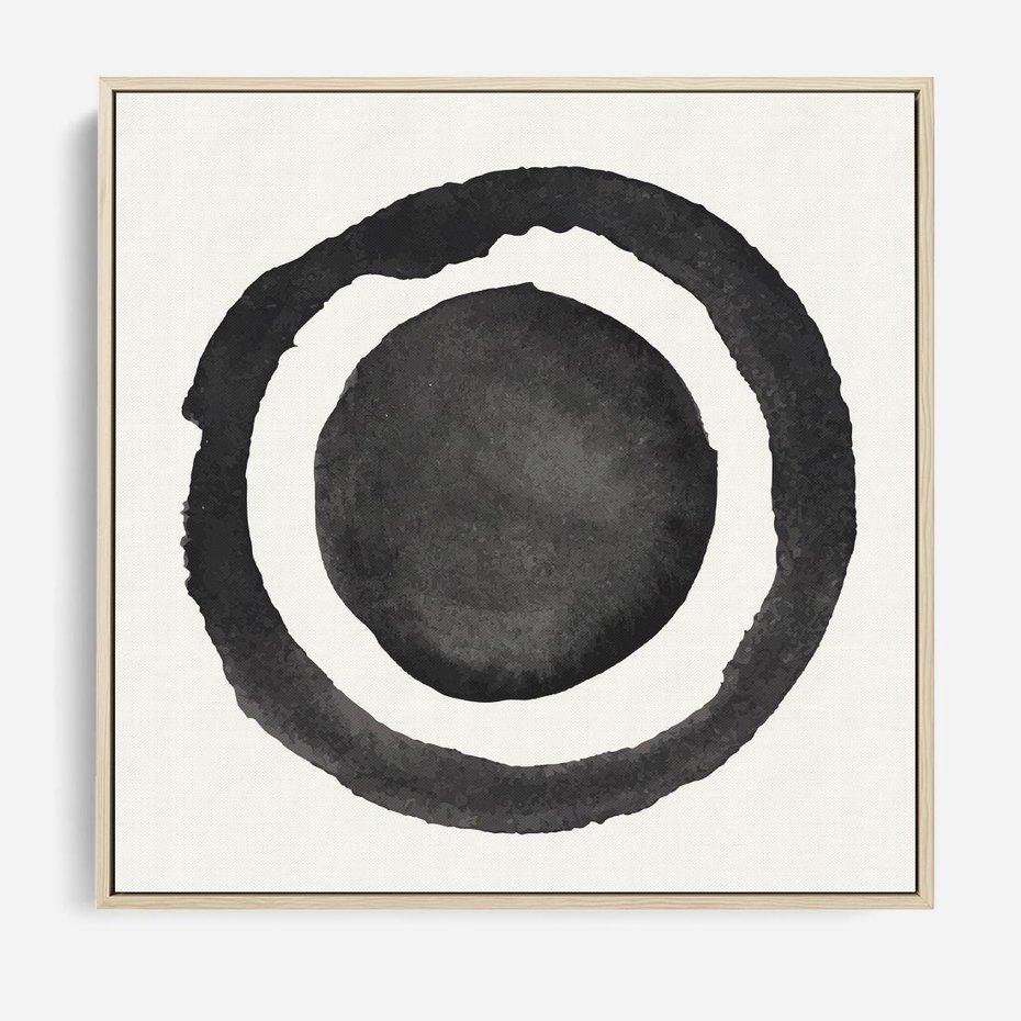 Obraz w ramie 80x80 - Bezgraniczne Widoki - abstrakcyjne plamy okręgi, akwarelowe - rama drewno