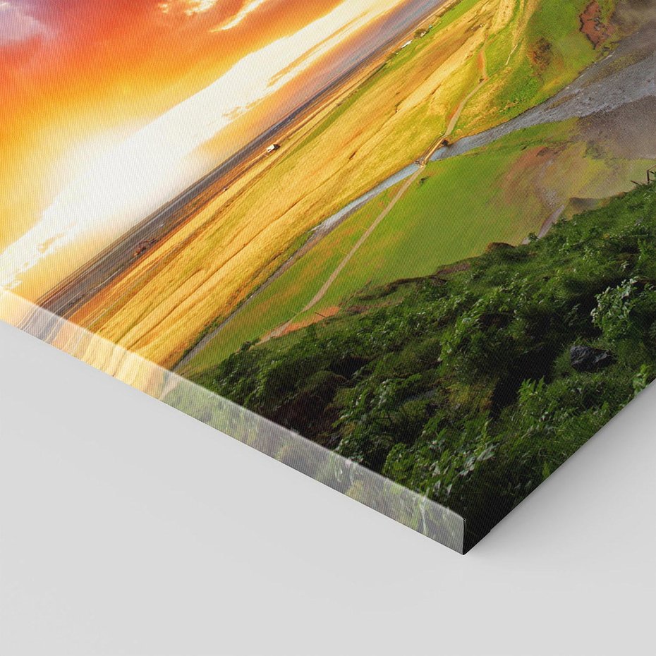 Obraz na płótnie 120x80 - Zachód słońca nad islandzkim wodospadem - Islandia, wodospad