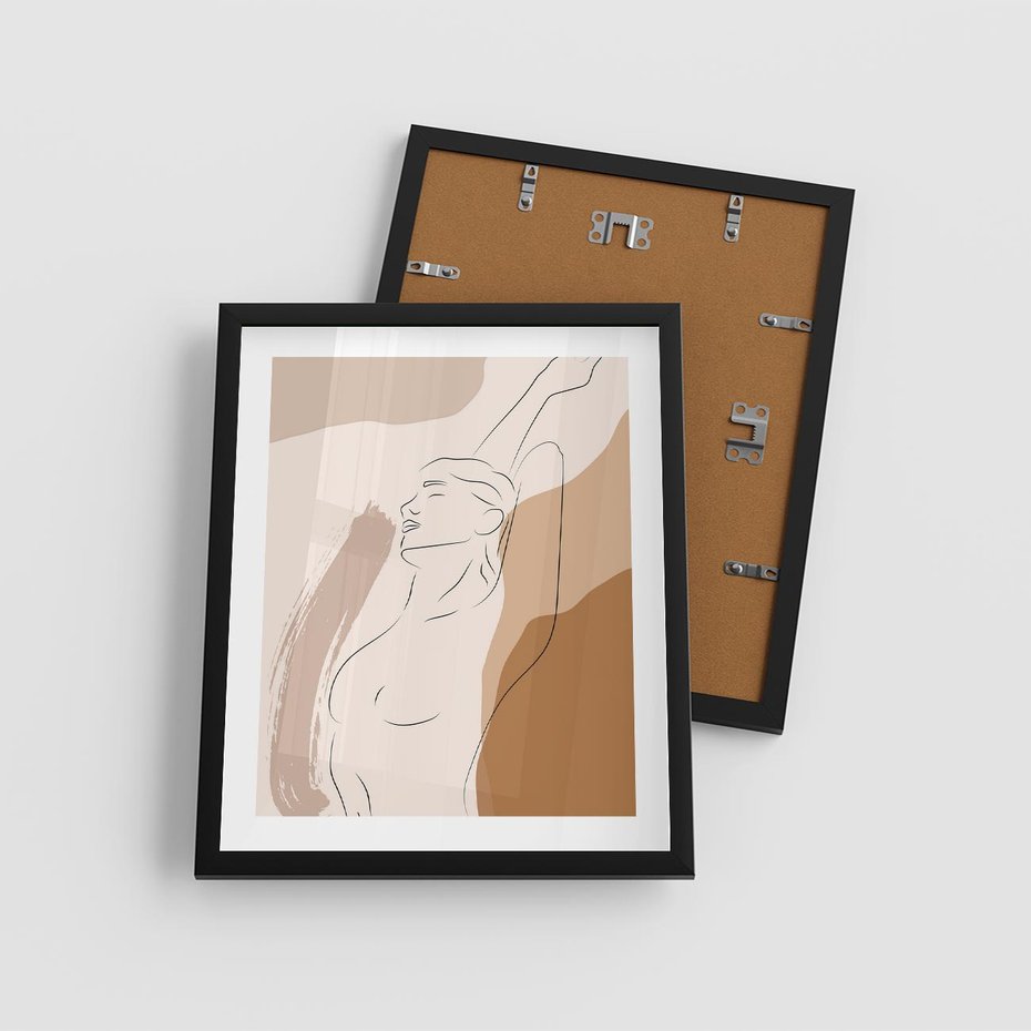 Plakat w ramie 40x50 - Sztuka Nagiej Formy - szkic nagiej kobiety, kolory beżowe - rama czarna