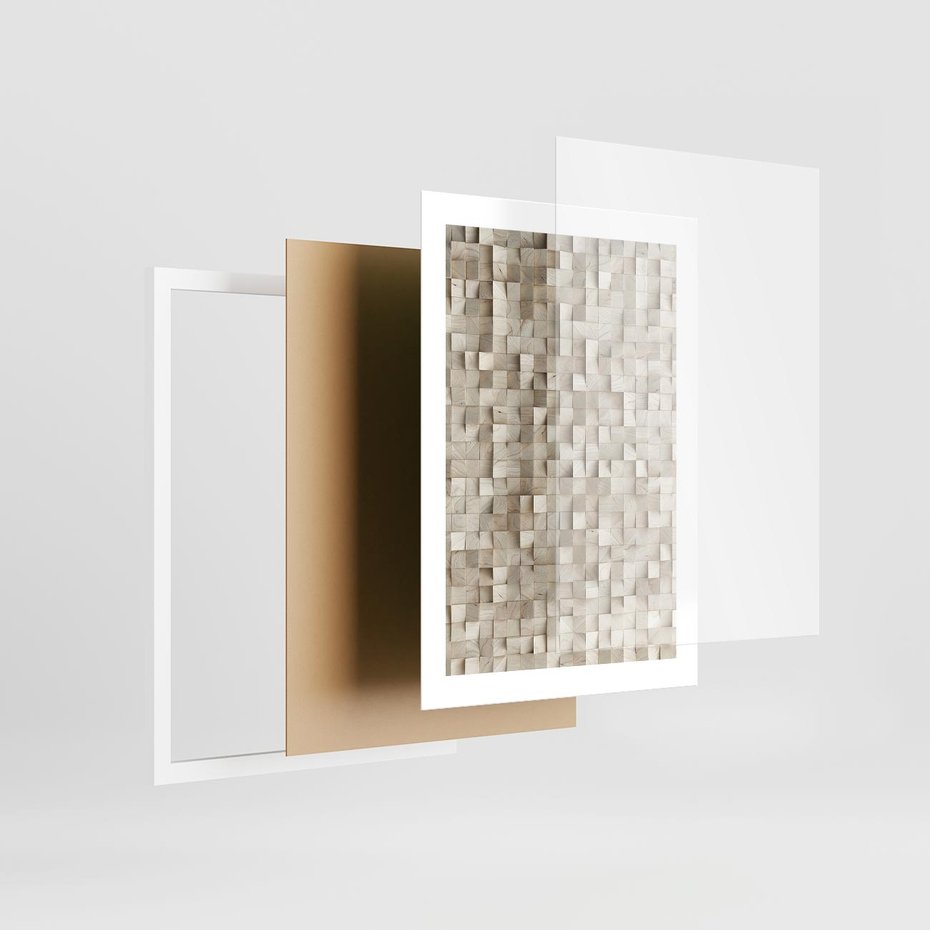 Plakat w ramie 30x40 - Geometryczne 3D: Abstrakcyjna Harmonia - geometryczne, 3D - rama biała