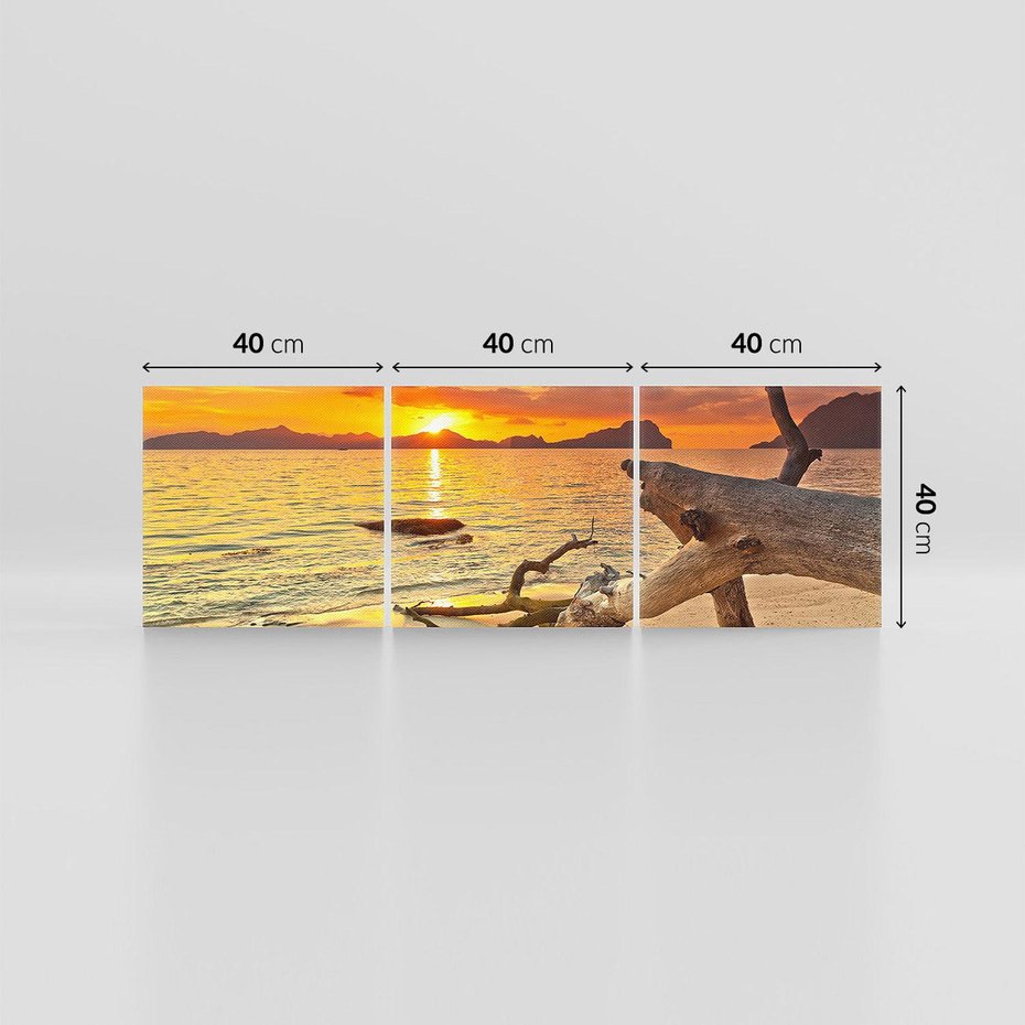 Obraz na płótnie 120x40 - Magia zachodu słońca nad morzem - plaża, morze