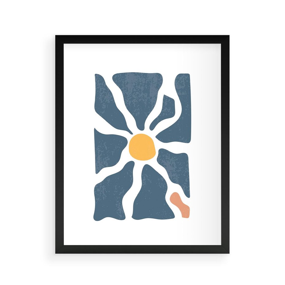 Plakat w ramie 40x50 - Kwiatowy Rezonans - nowoczesna kwiatowa grafika, styl retro - rama czarna