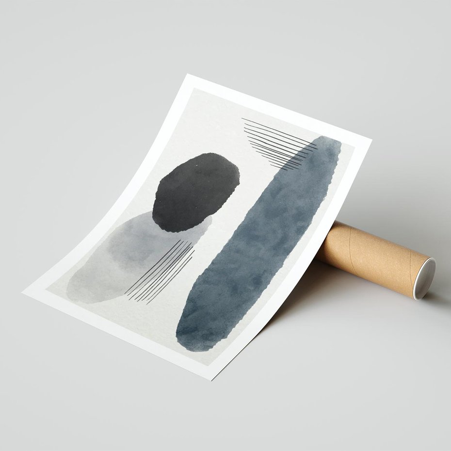 Plakat bez ramy 30x40 - Abstrakcyjna Gra Szarości - abstrakcyjna grafika, akwarela