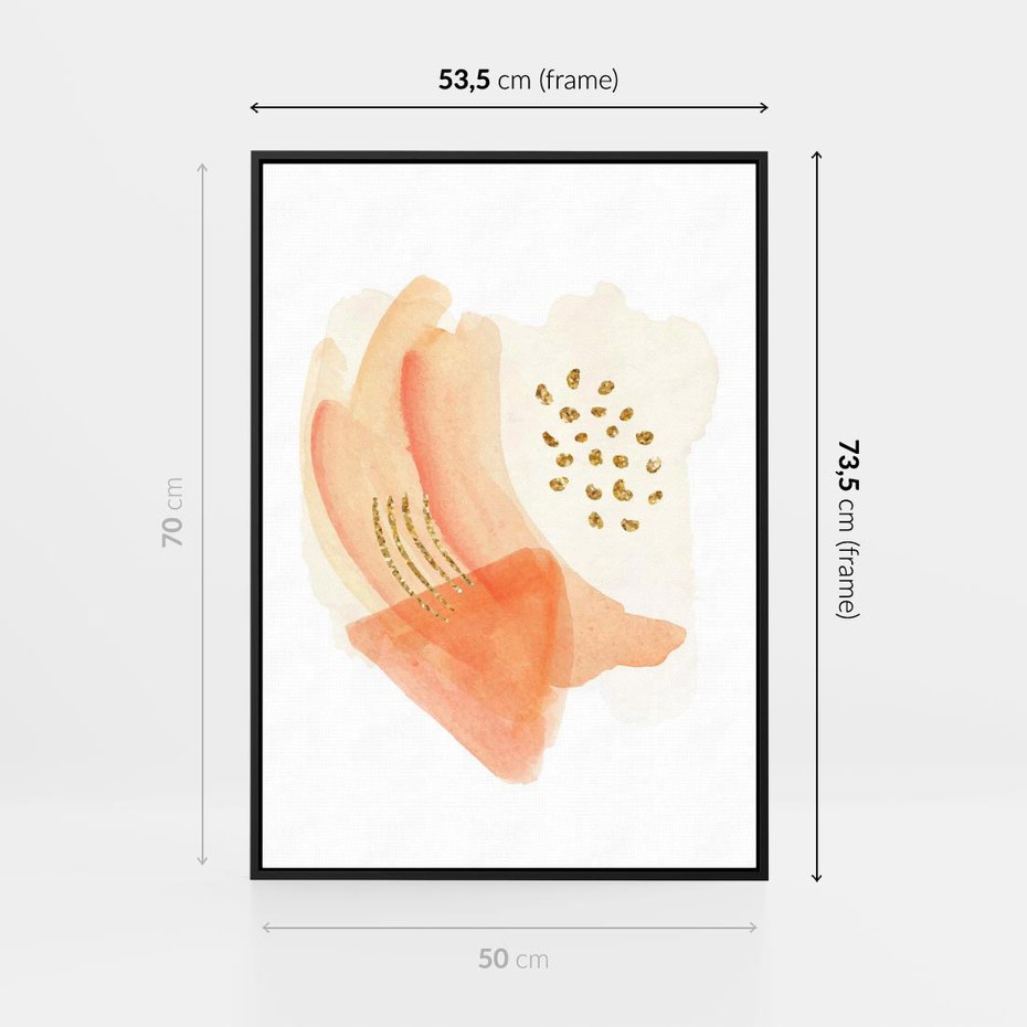 Obraz w ramie 50x70 - Rozkwitające Odbicia Form - abstrakcyjne akwarelowe plamy, minimalizm - rama czarna