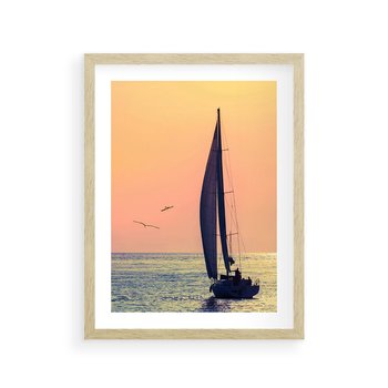 Plakat w ramie 30x40 - Żaglówka na Horyzoncie - żaglówka, jacht - rama drewno