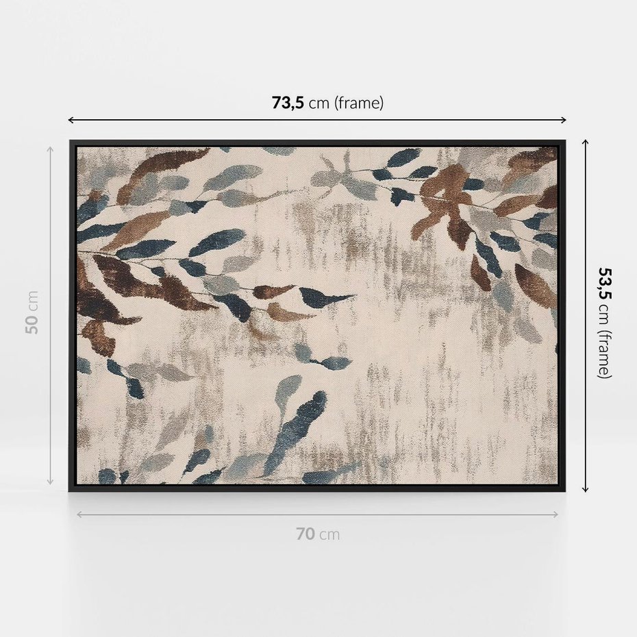 Obraz w ramie 70x50 - Refleksje liściowych barw - abstrakcyjne kształty, przypominają liście - rama czarna