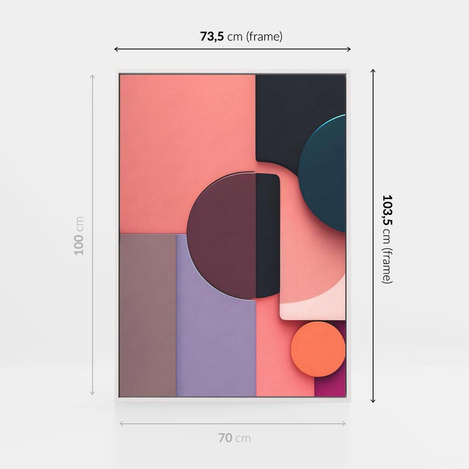 Obraz w ramie 70x100 - Przenikanie przestrzeni czasu - abstrakcja, geometria - rama biała