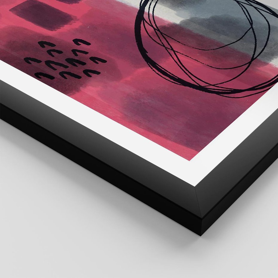 Plakat w ramie 40x50 - Formy w Różu i Granacie - abstrakcja, różne formy - rama czarna