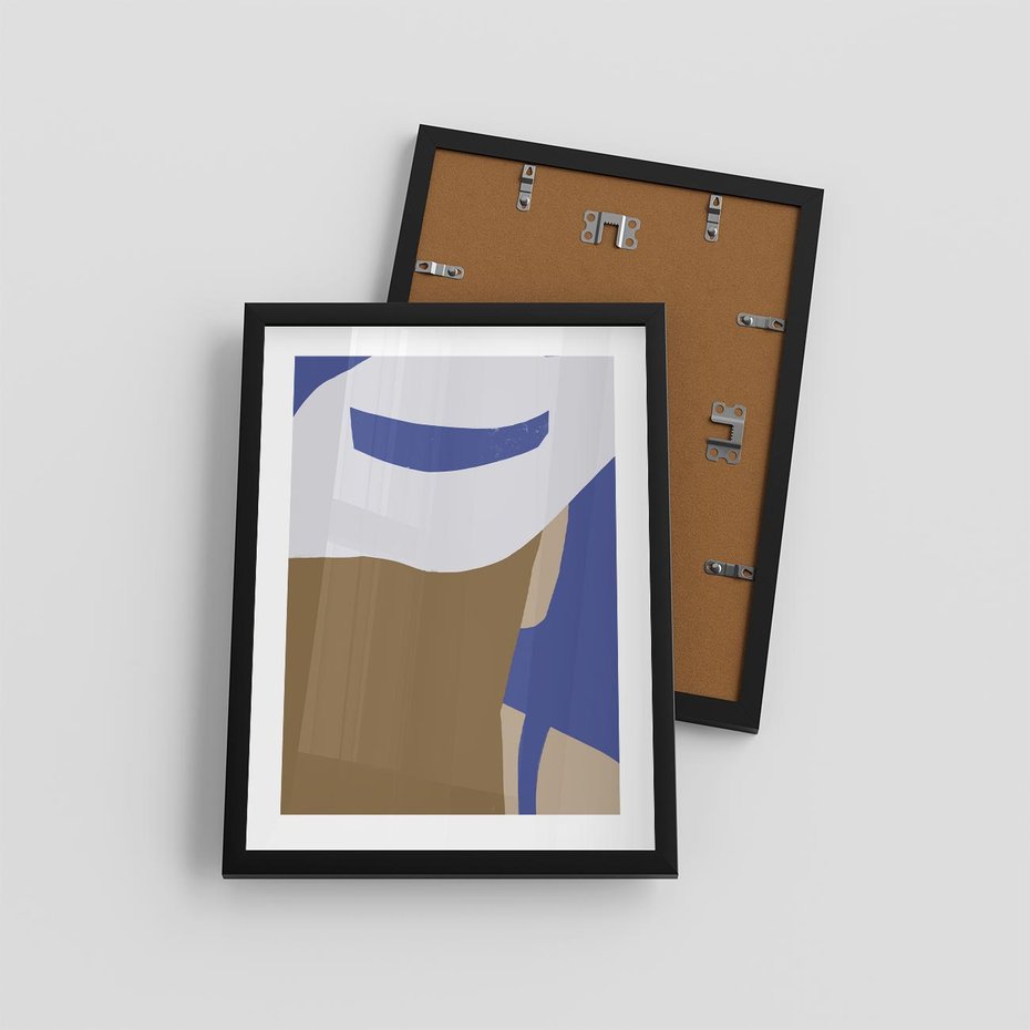 Plakat w ramie 30x40 - Kobiecy Wiatr - plakat retro, kobieta w kapeluszu - rama czarna