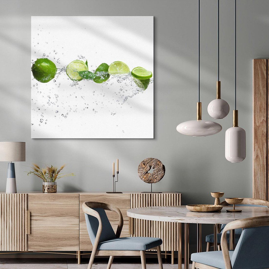 Obraz na płótnie 70x70 - Świeże limonki i woda - limonki, woda