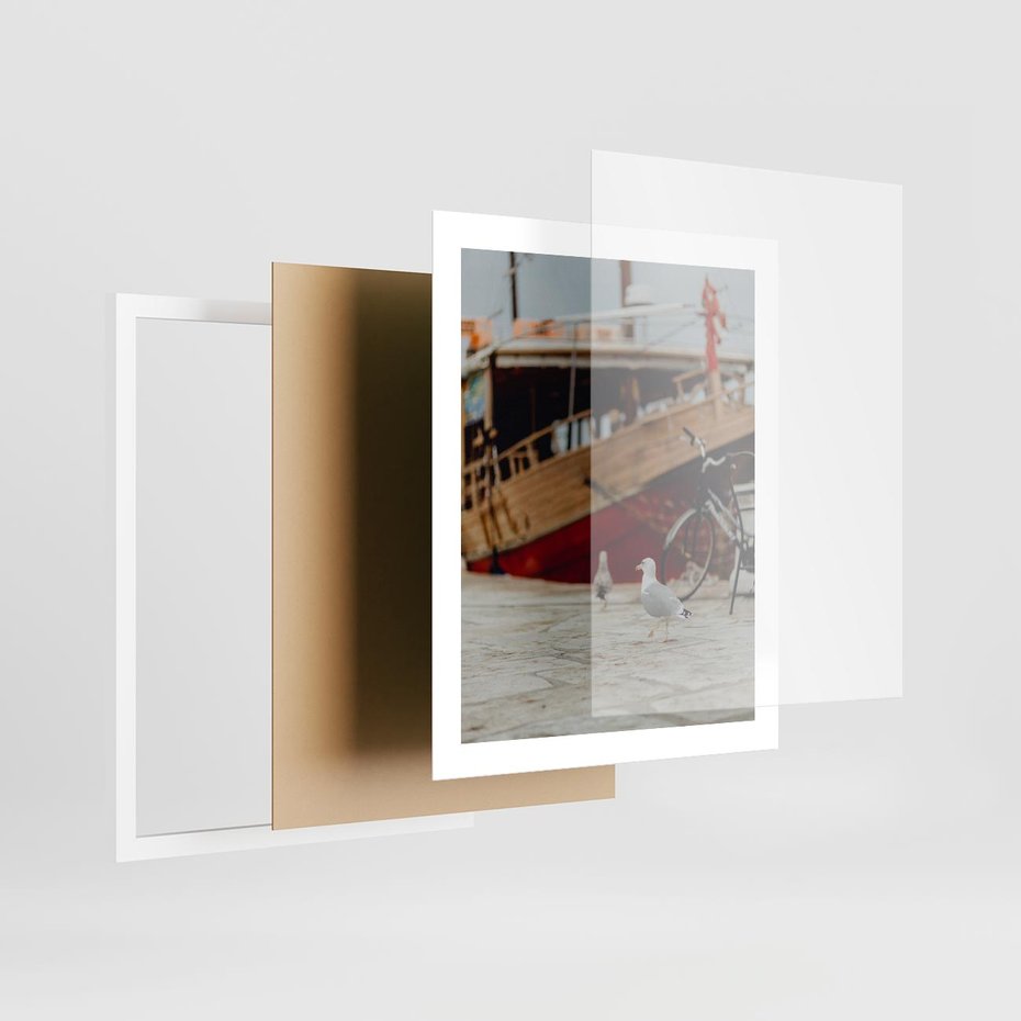 Plakat w ramie 40x50 - Przygoda na Horyzoncie - port, statek - rama biała