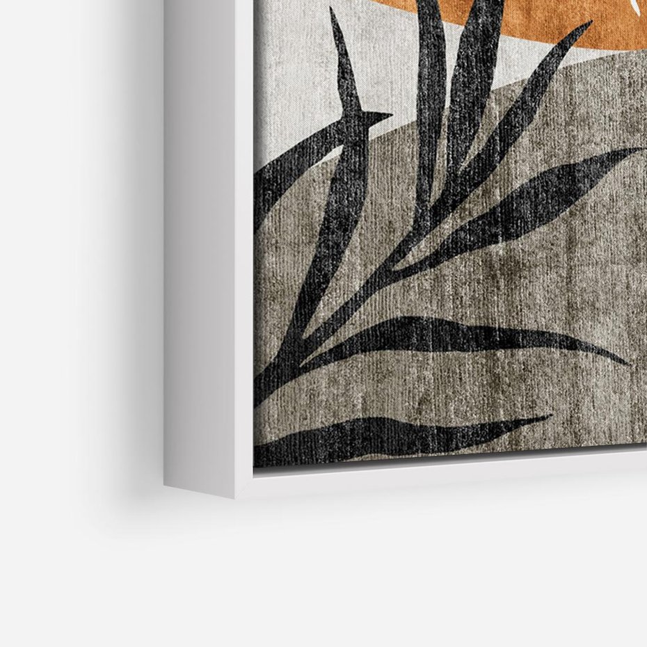 Obraz w ramie 100x70 - Oddechy ciszy i ruchu - rzut liści palmy, monstery - rama biała