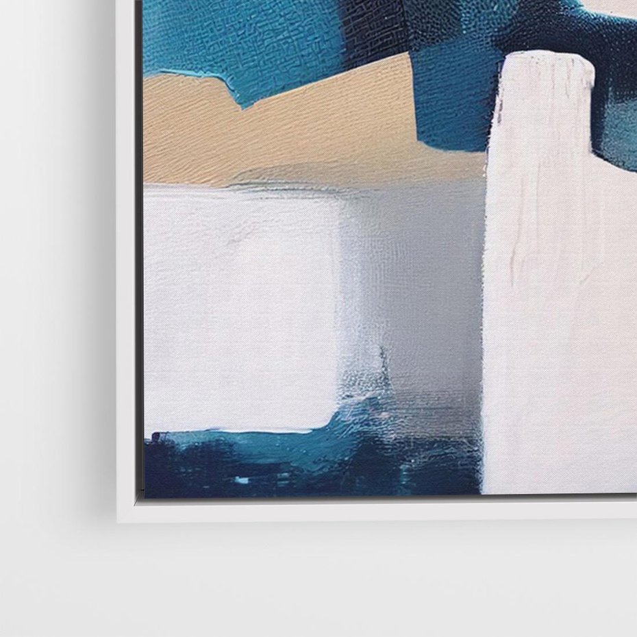 Obraz w ramie 100x70 - Turkusowe Maźnięcia - obraz, abstrakcja - rama biała