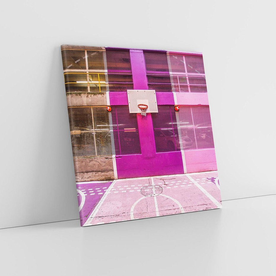 Obraz na płótnie 60x60 - Boisko Koszykówki - Pasja Sportowego Ducha - boisko, koszykówka