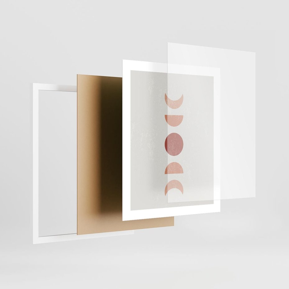 Plakat w ramie 40x50 - Mistyka Boho - boho plakat, beże brązy - rama biała