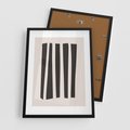 Plakat w ramie 50x70 - Migotliwa Transformacja Form - minimalizm, czarne pasy - rama czarna