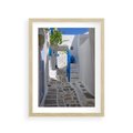 Plakat w ramie 30x40 - Uroki Santorini: Perspektywiczna Uliczka - uliczka, perspektywa - rama drewno