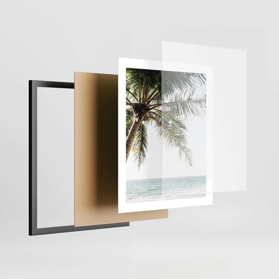 Plakat w ramie 40x50 - Wakacyjne Marzenie - palma nad morzem, - rama czarna