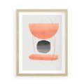 Plakat w ramie 50x70 - Abstrakcyjne Plamy z Złotymi Liniami - abstrakcja, boho plamy - rama drewno
