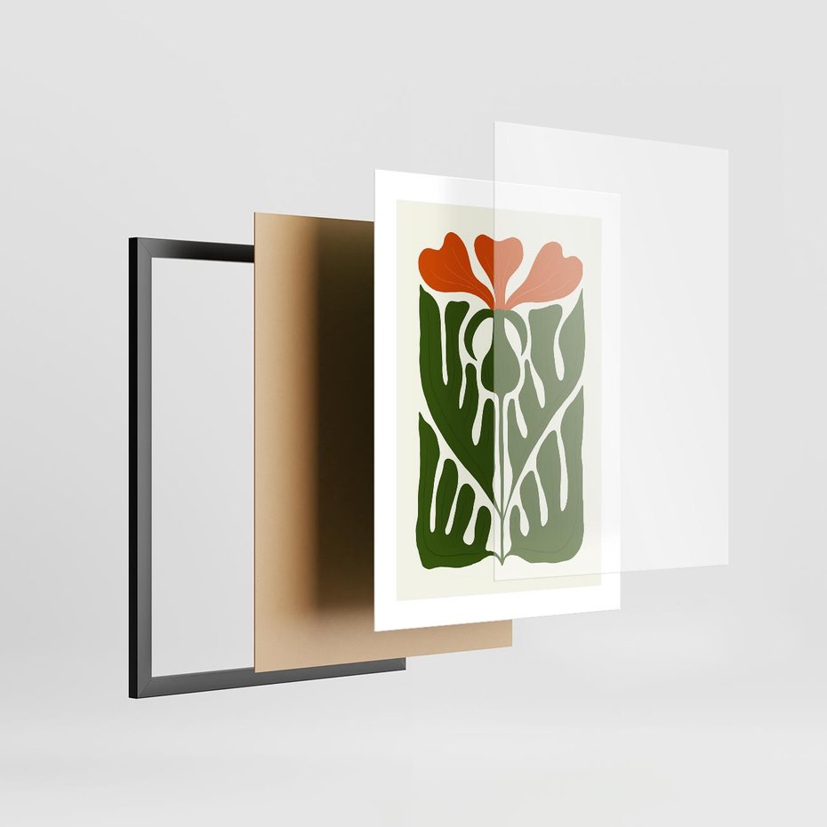 Plakat w ramie 30x40 - Minimalistyczny Urok Kwiatu - kwiat, sztuka nowoczesna - rama czarna