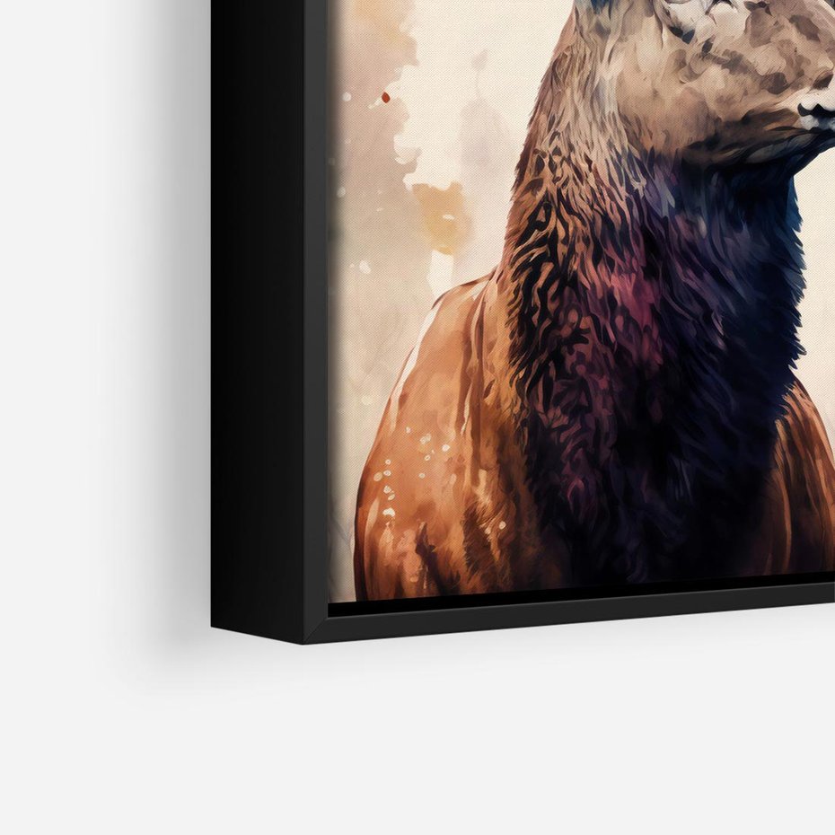 Obraz w ramie 50x50 - Jesienny Monarcha Lasu - grafika komputerowa, na podstawie obrazu - rama czarna