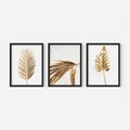 Zestaw obrazy w ramie 30x40 galeria - Złote, palmy, liście, tropikalne, minimalizm - rama czarna