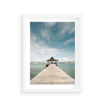 Plakat w ramie 50x70 - Magia Morza i Piękno Plaży - Hawaje, morze - rama biała