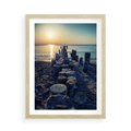 Plakat w ramie 50x70 - Zachód Słońca nad Morzem - morze, zachód - rama drewno