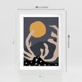 Plakat w ramie 30x40 - Tajemniczy Księżyc - nowoczesna sztuka, plakat - rama biała