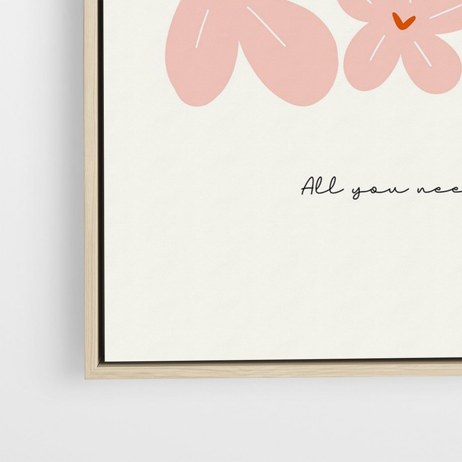 Obraz w ramie 50x70 - Miłość w Kompozycji - grafika, kompozycja kwiaty i serca - rama drewno