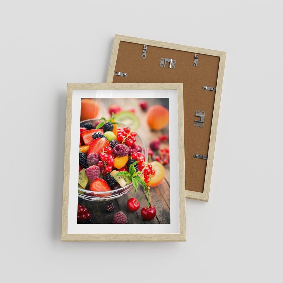 Plakat w ramie 30x40 - Smakowite Porywy - owoce, jedzenie - rama drewno