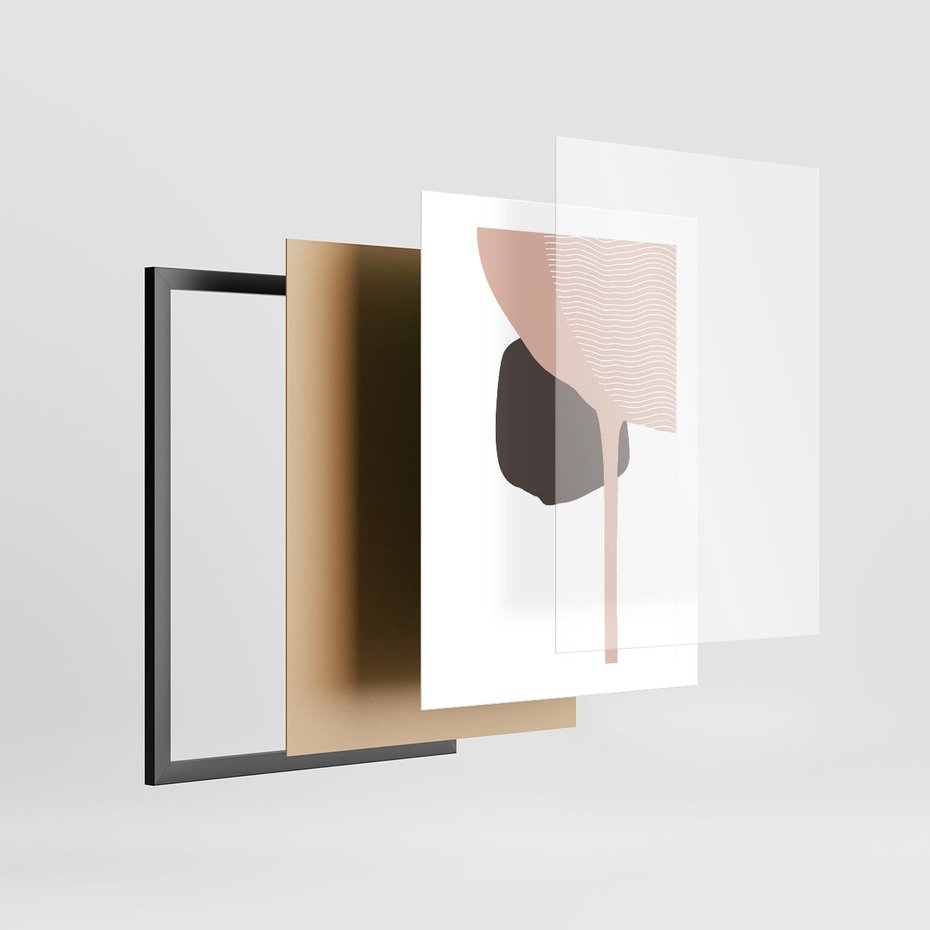 Plakat w ramie 30x40 - Wibracje Odbić Plam - abstrakcyjny obraz, rozlewające się plamy - rama czarna