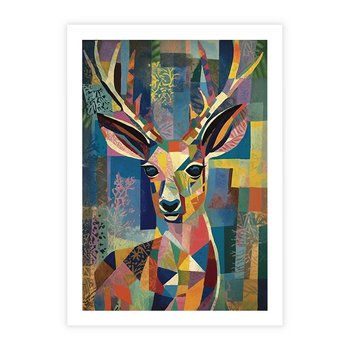 Plakat bez ramy 50x70 - Bezgraniczne Kontury Zaskoczenia - abstrakcyjny obraz olejny, jeleń