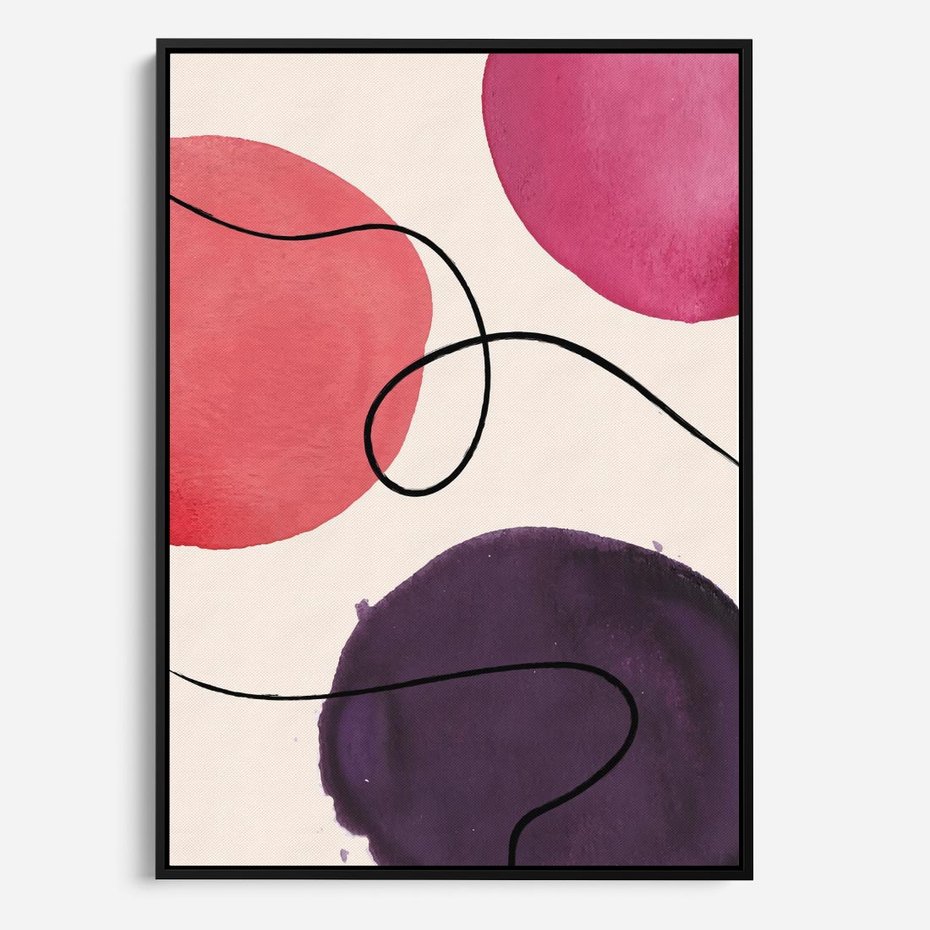 Obraz w ramie 70x100 - Migoczące Echo - abstrakcyjne akwarelowe plamy, nieregularne linie - rama czarna